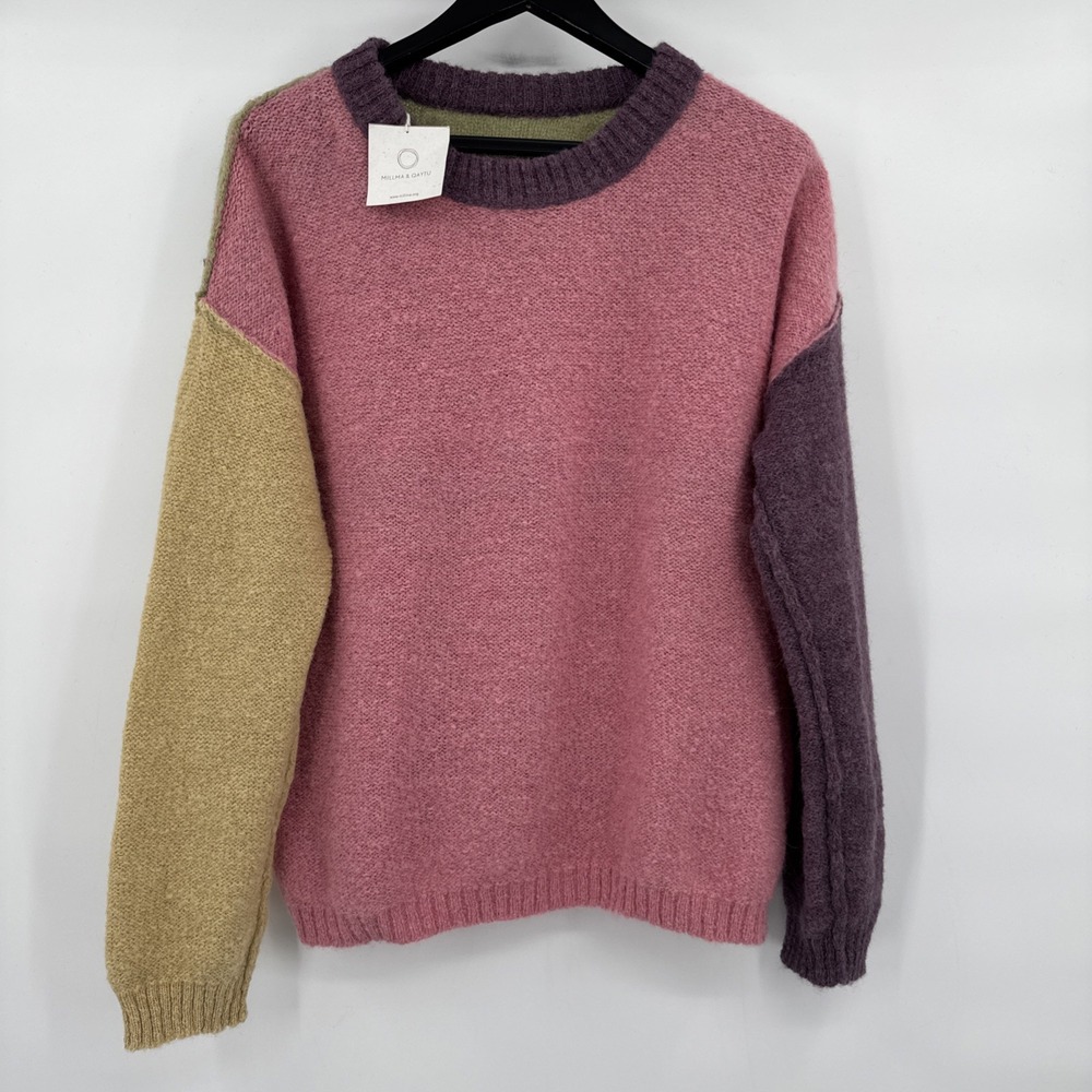 Milam & Qaytu Alpaca Swirl Sweater One Size Whimsy Multi Color‎ NEW